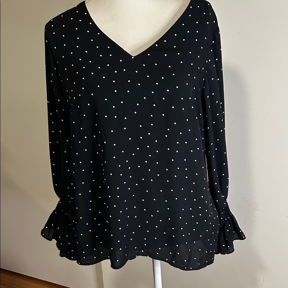 Vince Camuto Black and White Polka Dot Blouse